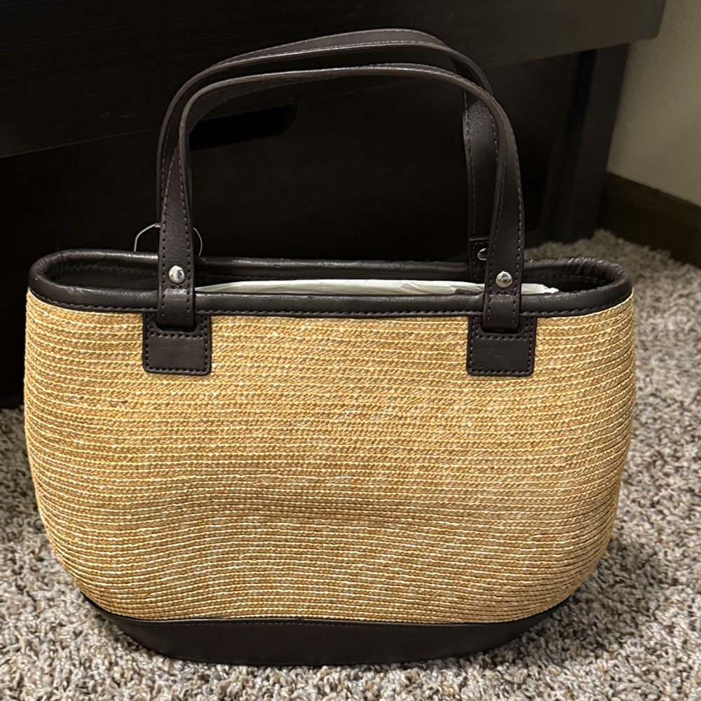 LOFT Tan and Brown Women's Tote Bag